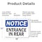 Signmission Entrance In Rear OSHA Notice Sign, Aluminum, 18in W x 12in L, 2PK OS-2PACK-NS-A-1218-L-12102 - alternate 5
